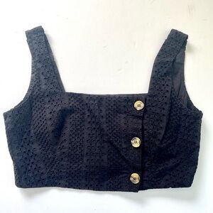 & Other Stories bustier top in black eyelet size 6